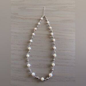 Sterling Silver Alternating Freshwater Pearl&Bead Chain w Lobster Clasp 18” (S74